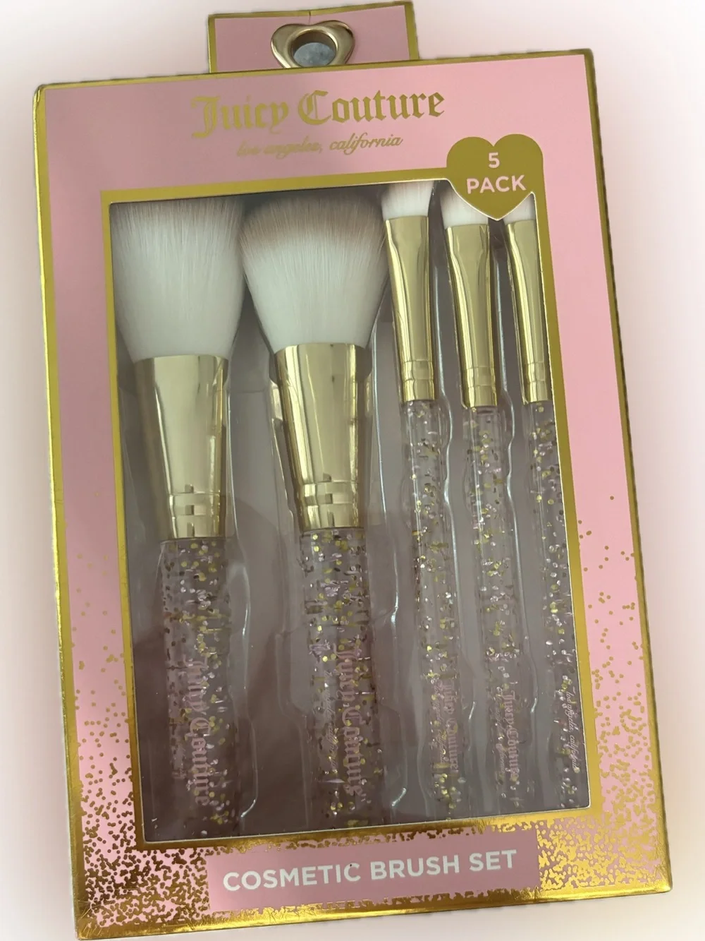 🍒 Juicy Couture Pink and Gold Glitter Makeup Brush Set